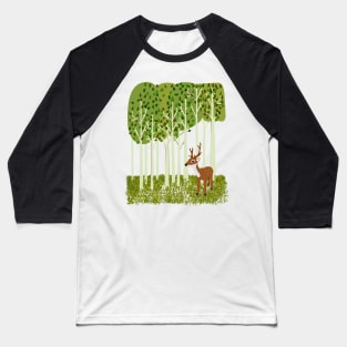 Deer in birch forest Baseball T-Shirt